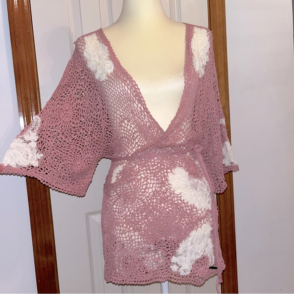 Didi Crochet Kimono Wrap Cardigan